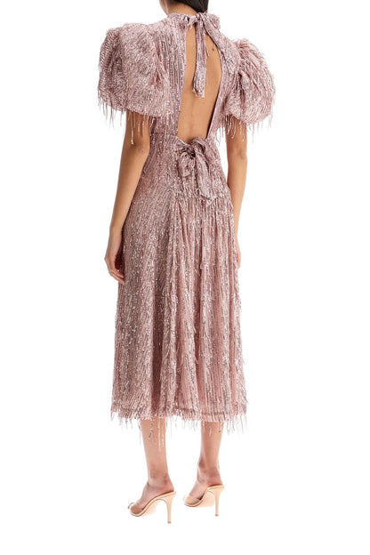 Midi Dress With Sequin Fringe Detailing  - Pink