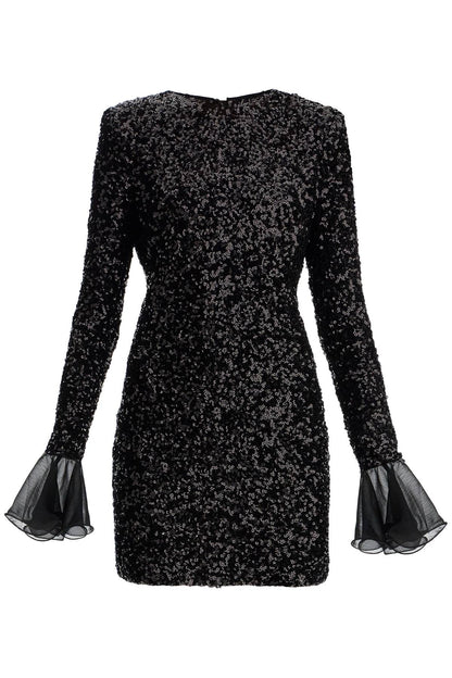 'open-back Sequin Mini Dress  - Black