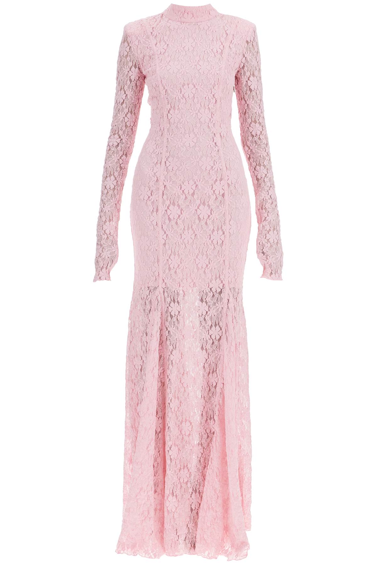 Long Pink Lace Dress With Open Back For Special Occasions  - Pink