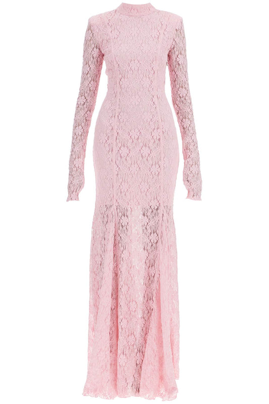 Long Pink Lace Dress With Open Back For Special Occasions  - Pink