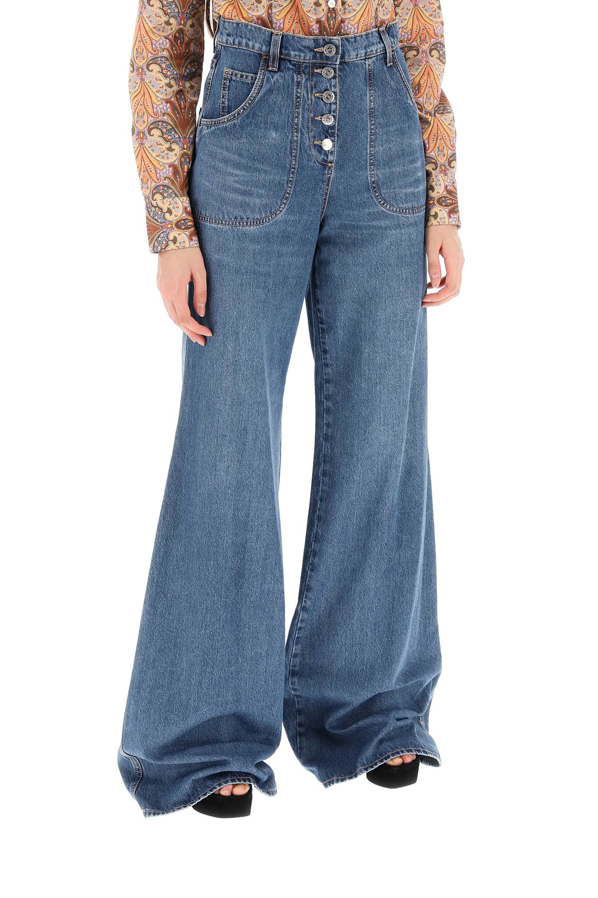 Jeans With Back Foliage Embroidery  - Celeste