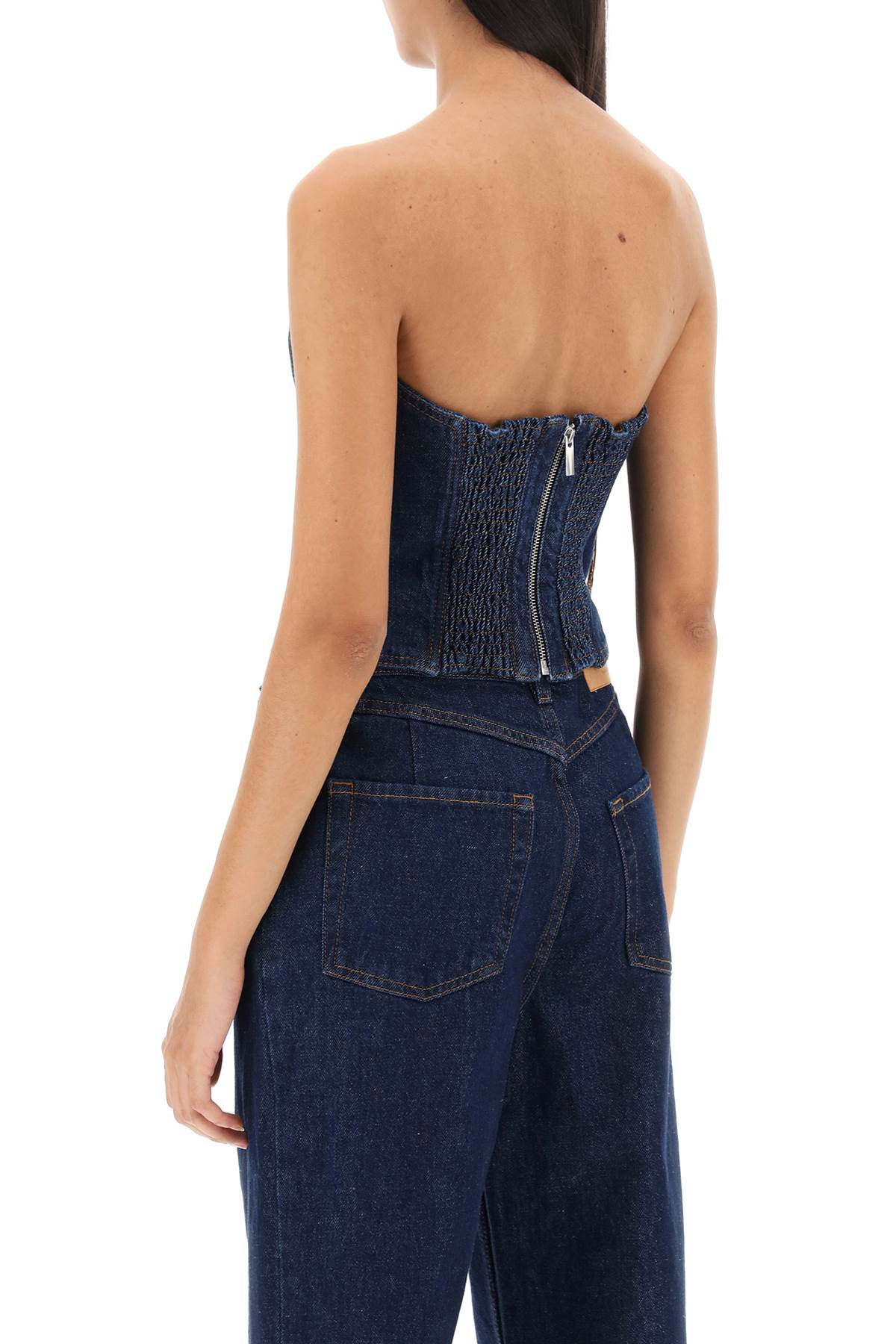 Denim Bustier Top  - Blu