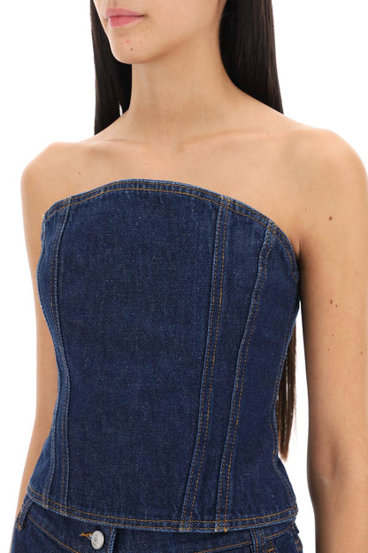 Denim Bustier Top  - Blu