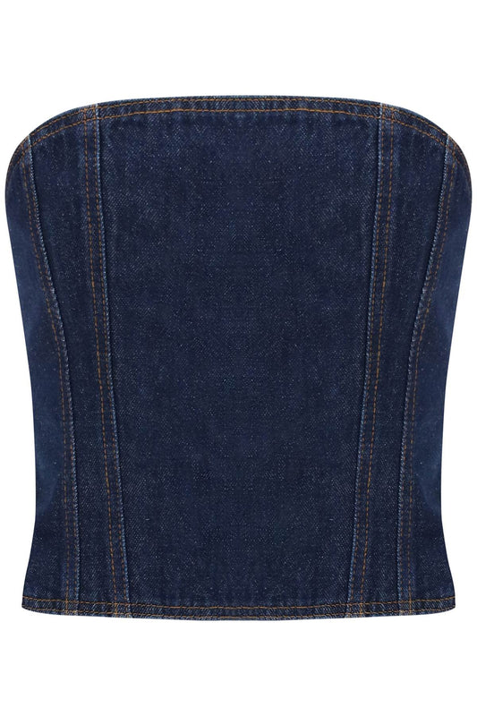 Denim Bustier Top  - Blu