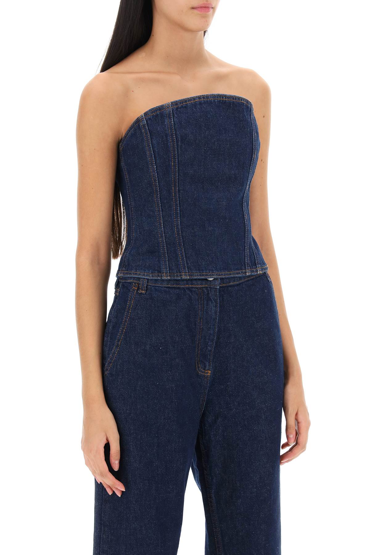 Denim Bustier Top  - Blu