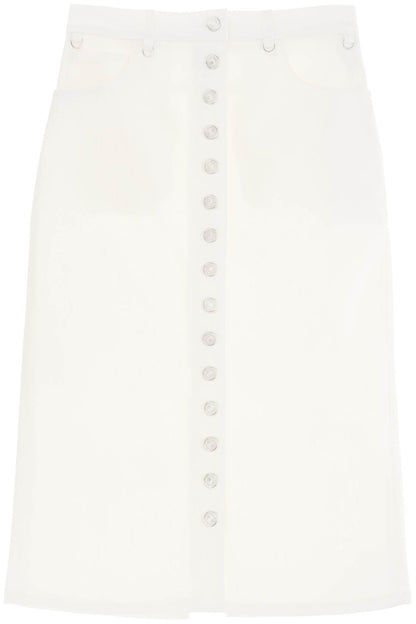 "denim Midi Skirt With Multif  - White