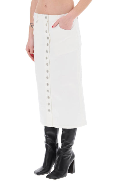 "denim Midi Skirt With Multif  - White