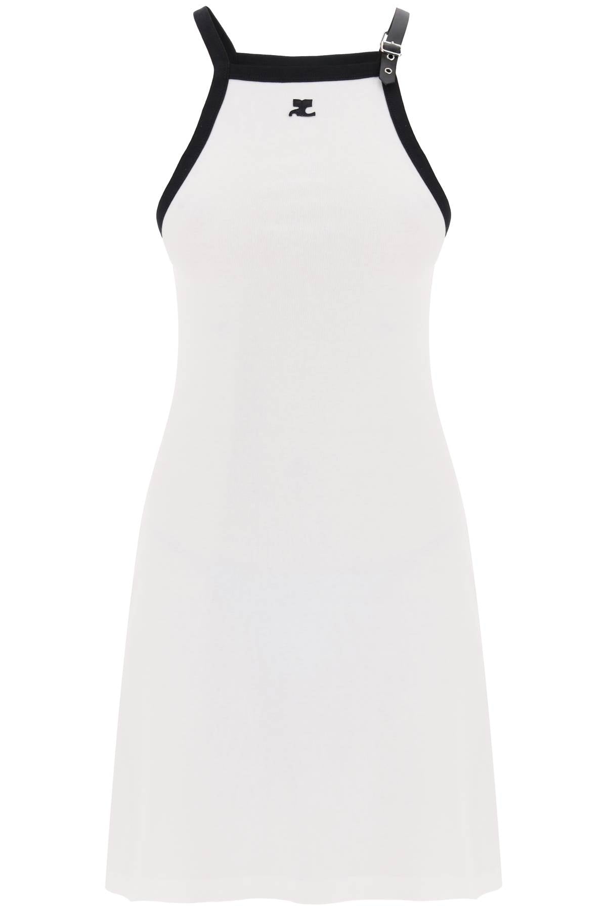 Bicolor Jersey Mini Dress In  - White