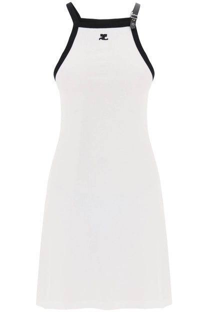 Bicolor Jersey Mini Dress In  - White