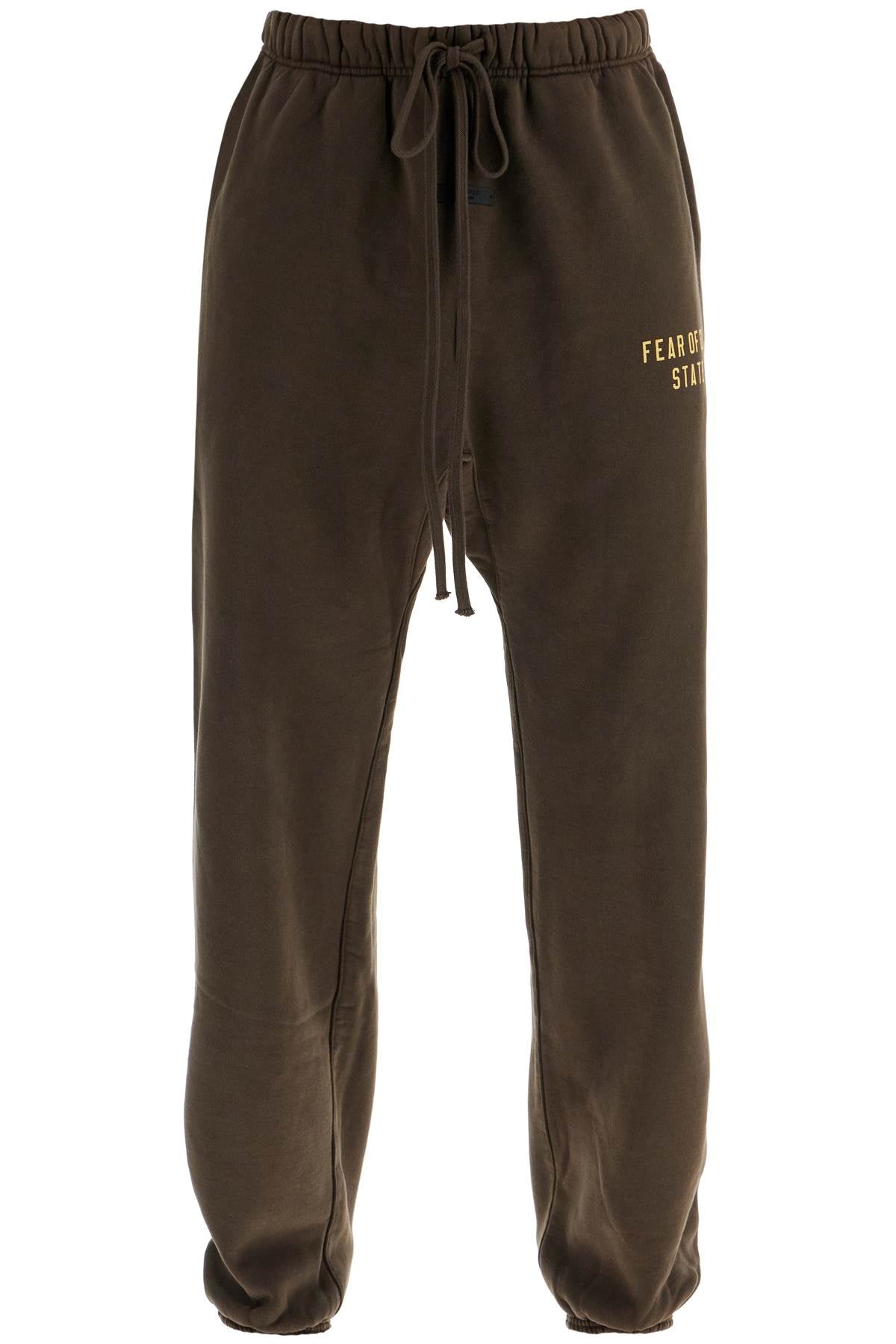 Dark Brown Cotton Sweatpants Modern Design  - Brown