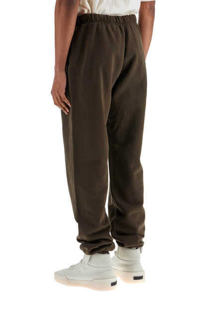 Dark Brown Cotton Sweatpants Modern Design  - Brown