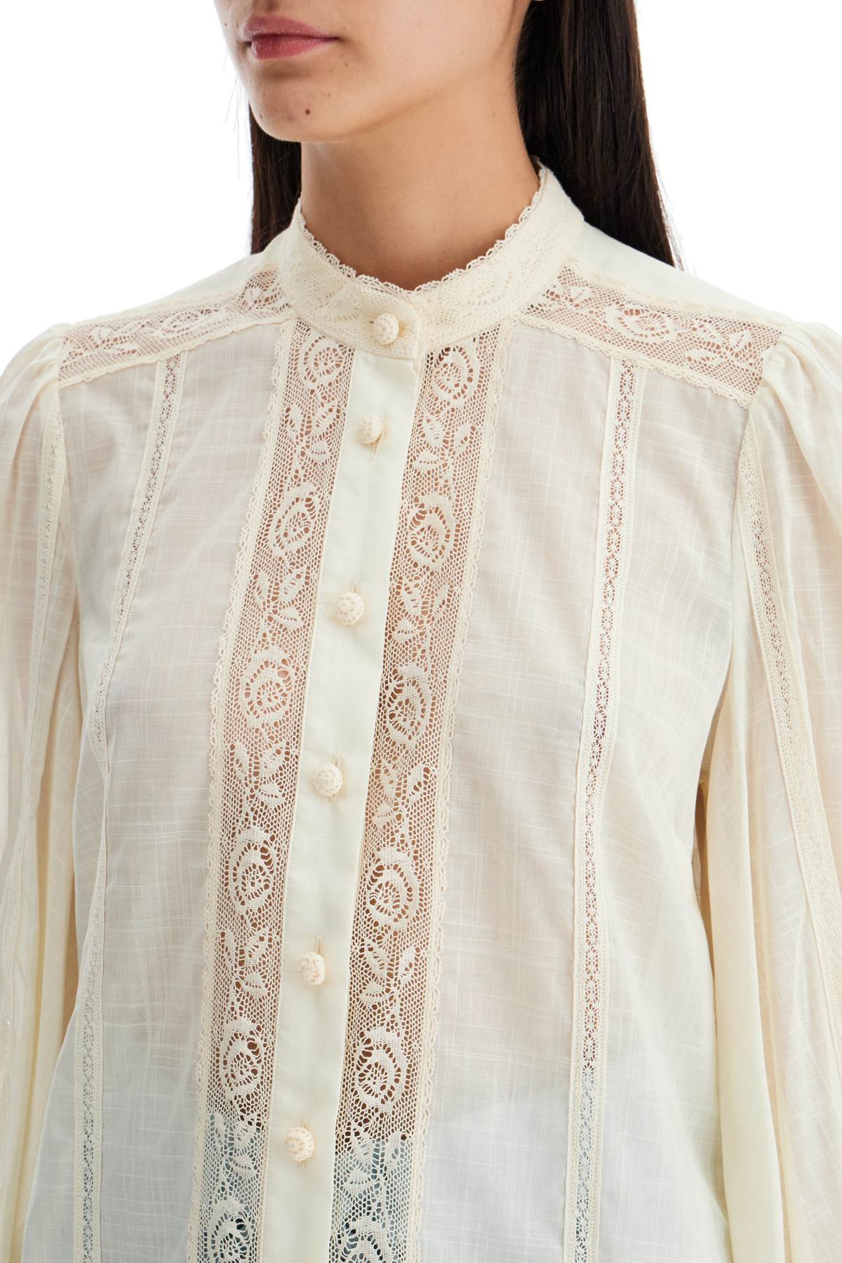 Halliday Lace-trimmed Shirt  - White