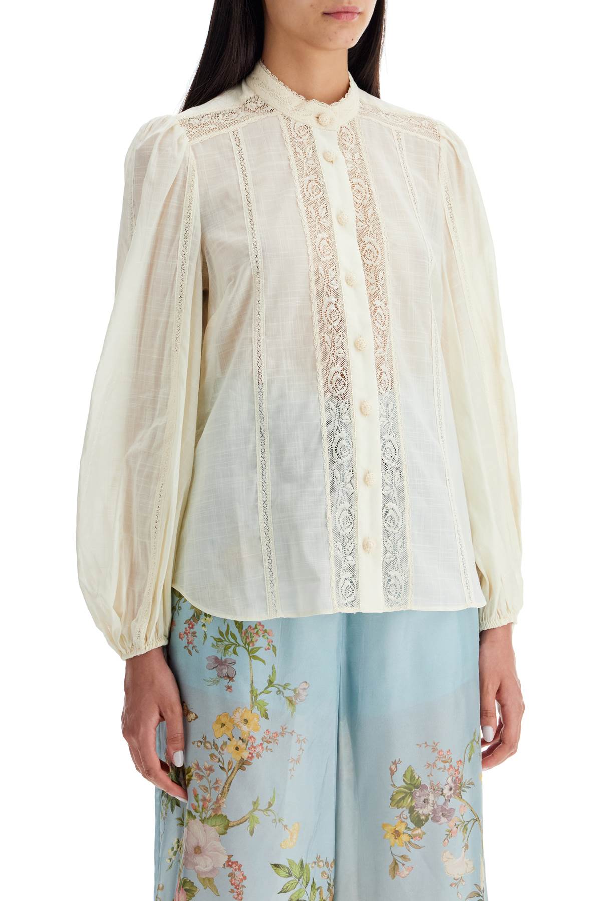 Halliday Lace-trimmed Shirt  - White