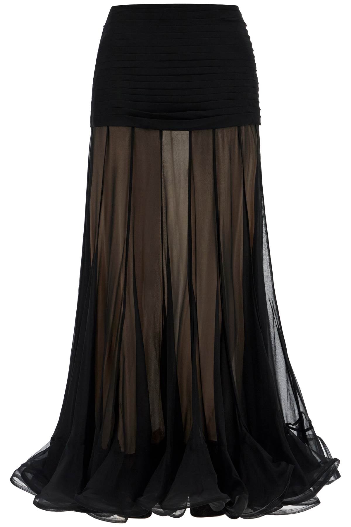 Maxi Skirt With Fl  - Black