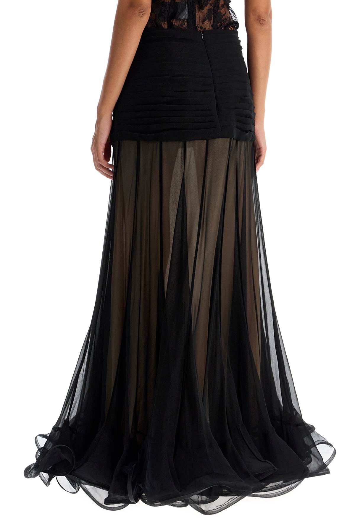 Maxi Skirt With Fl  - Black