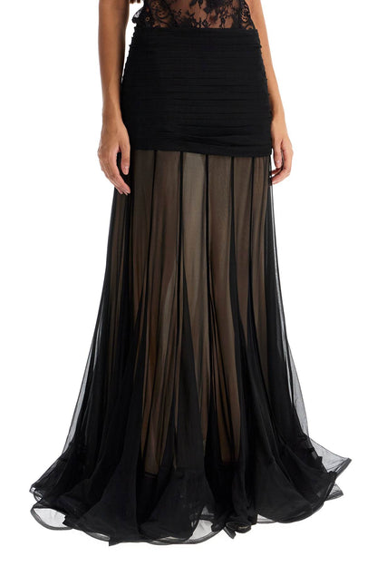 Maxi Skirt With Fl  - Black