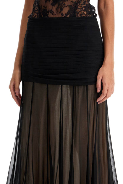 Maxi Skirt With Fl  - Black