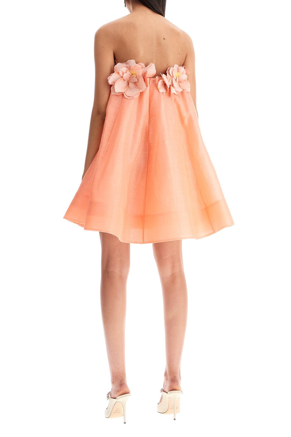 'mini Organza Dress With Petal  - Pink