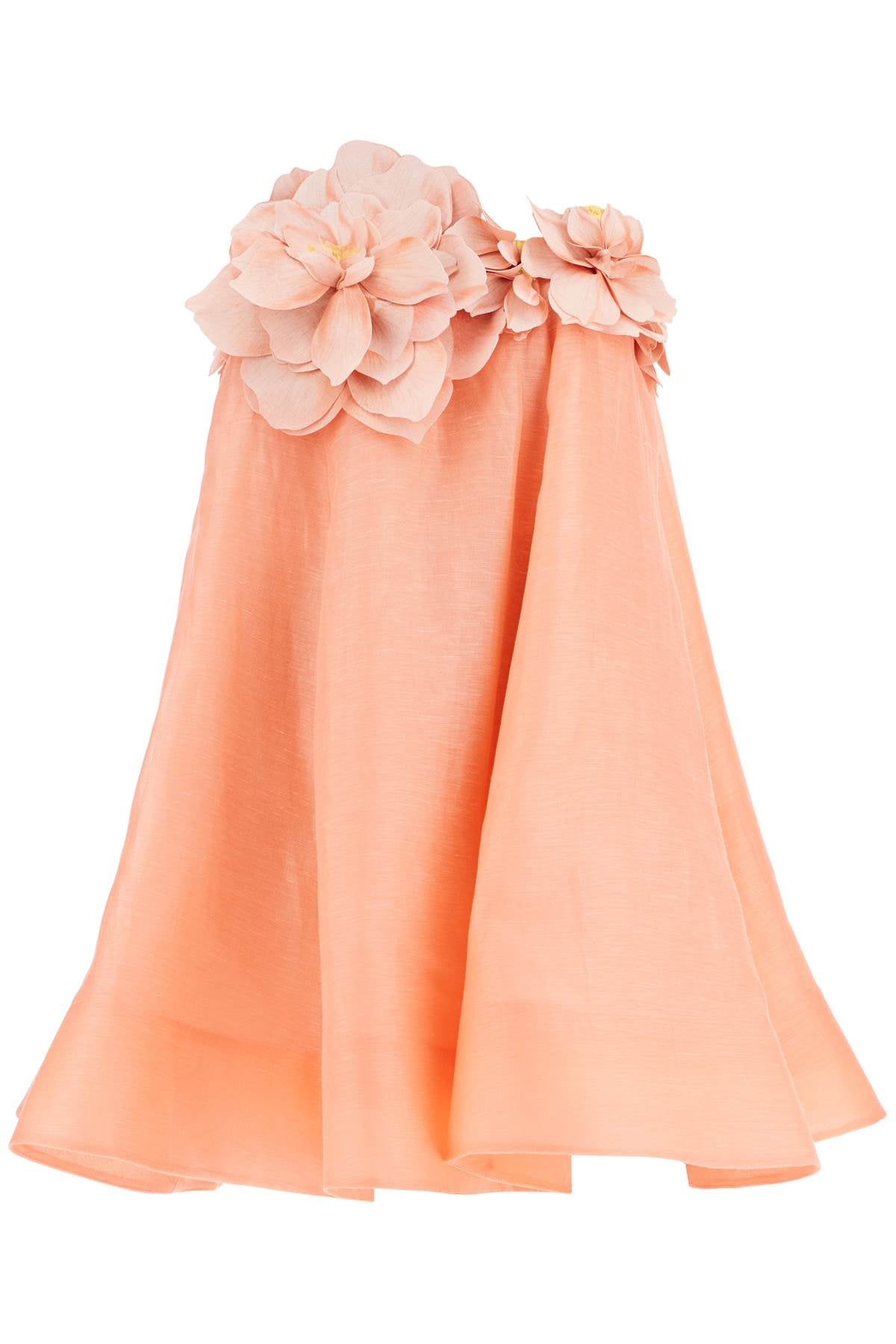 'mini Organza Dress With Petal  - Pink