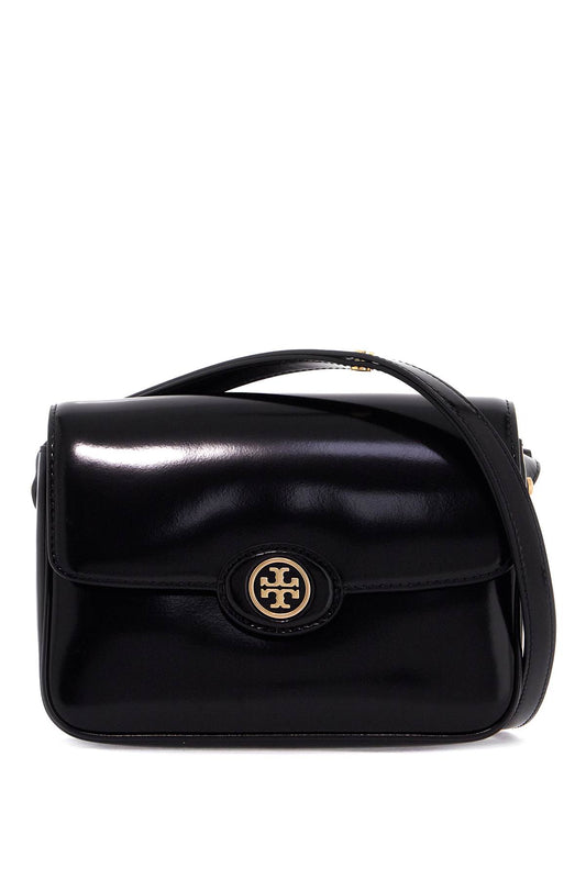 Brushed Leather Robinson Shoulder Bag  - Black