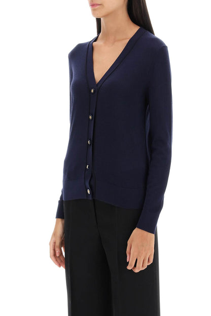 'simone' Wool And Silk Cardigan  - Blu