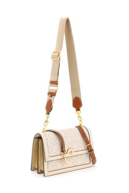 T Monogram Jacquard Shoulder Bag  - Beige