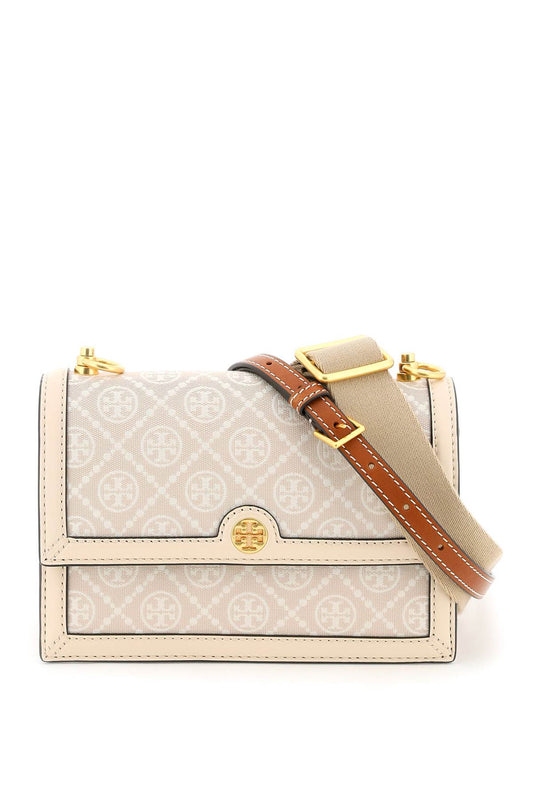 T Monogram Jacquard Shoulder Bag  - Beige