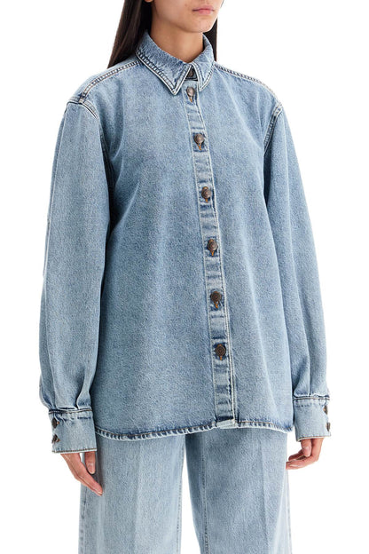 Denim Oversized Shirt For Women  - Blue