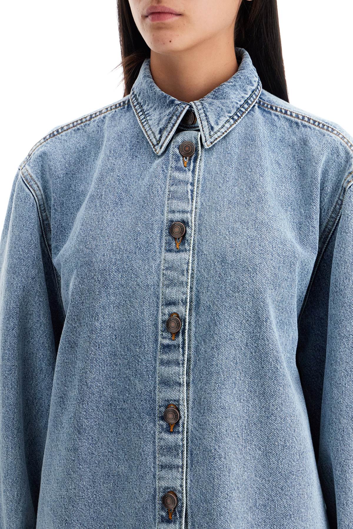 Denim Oversized Shirt For Women  - Blue