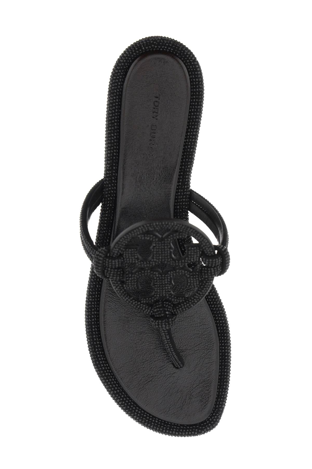 Pavé Leather Thong Sandals  - Nero