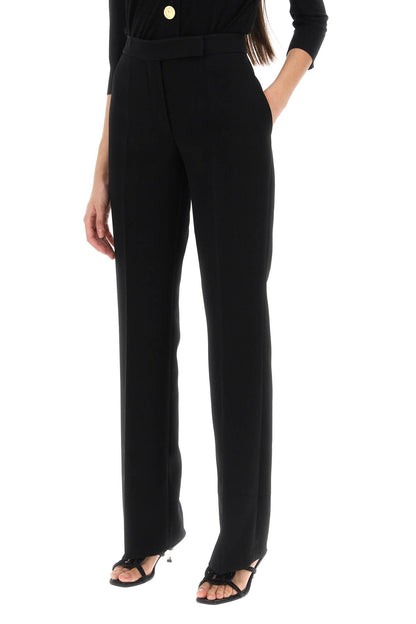 Straight Leg Pants In Crepe Cady  - Black