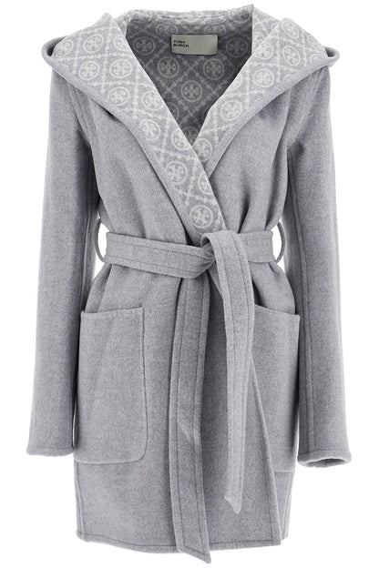 Mid-length Coat With Hood  - Grey