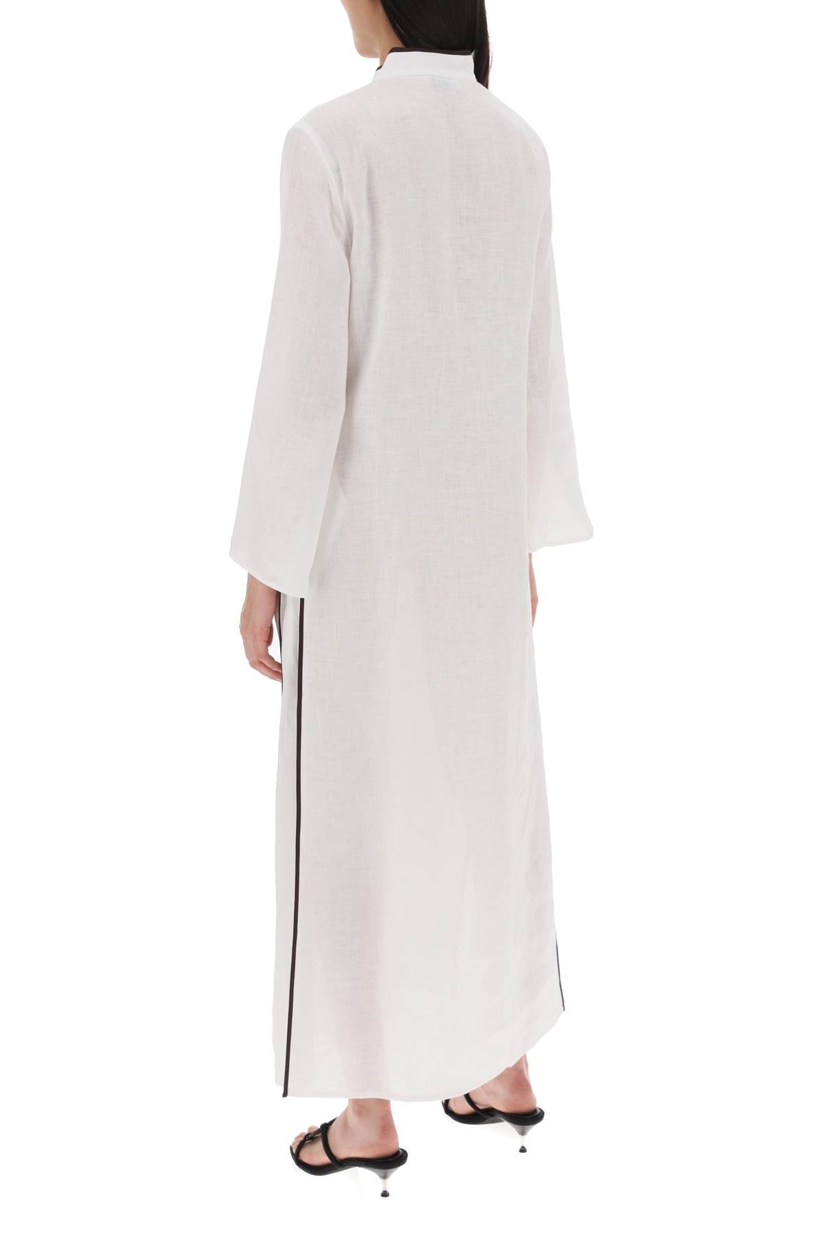 Long Linen Caftan Dress  - White