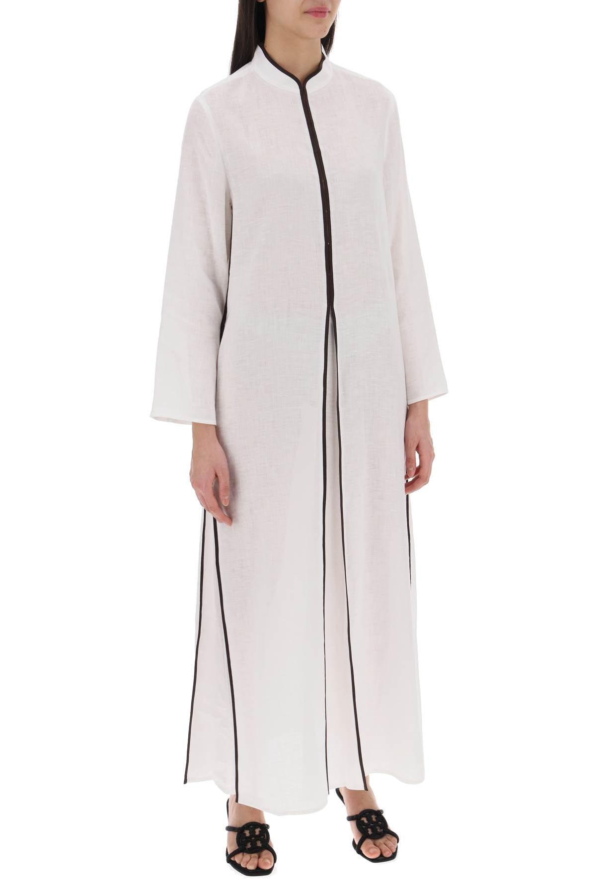 Long Linen Caftan Dress  - White