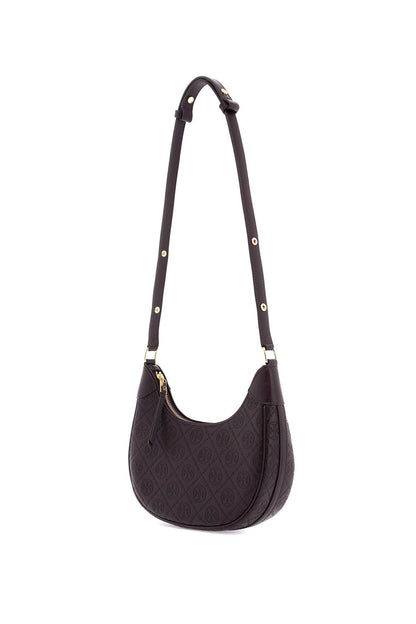 Half-moon Leather T Monogram Bag  - Brown