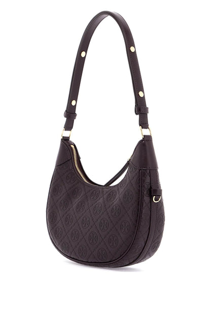 Half-moon Leather T Monogram Bag  - Brown