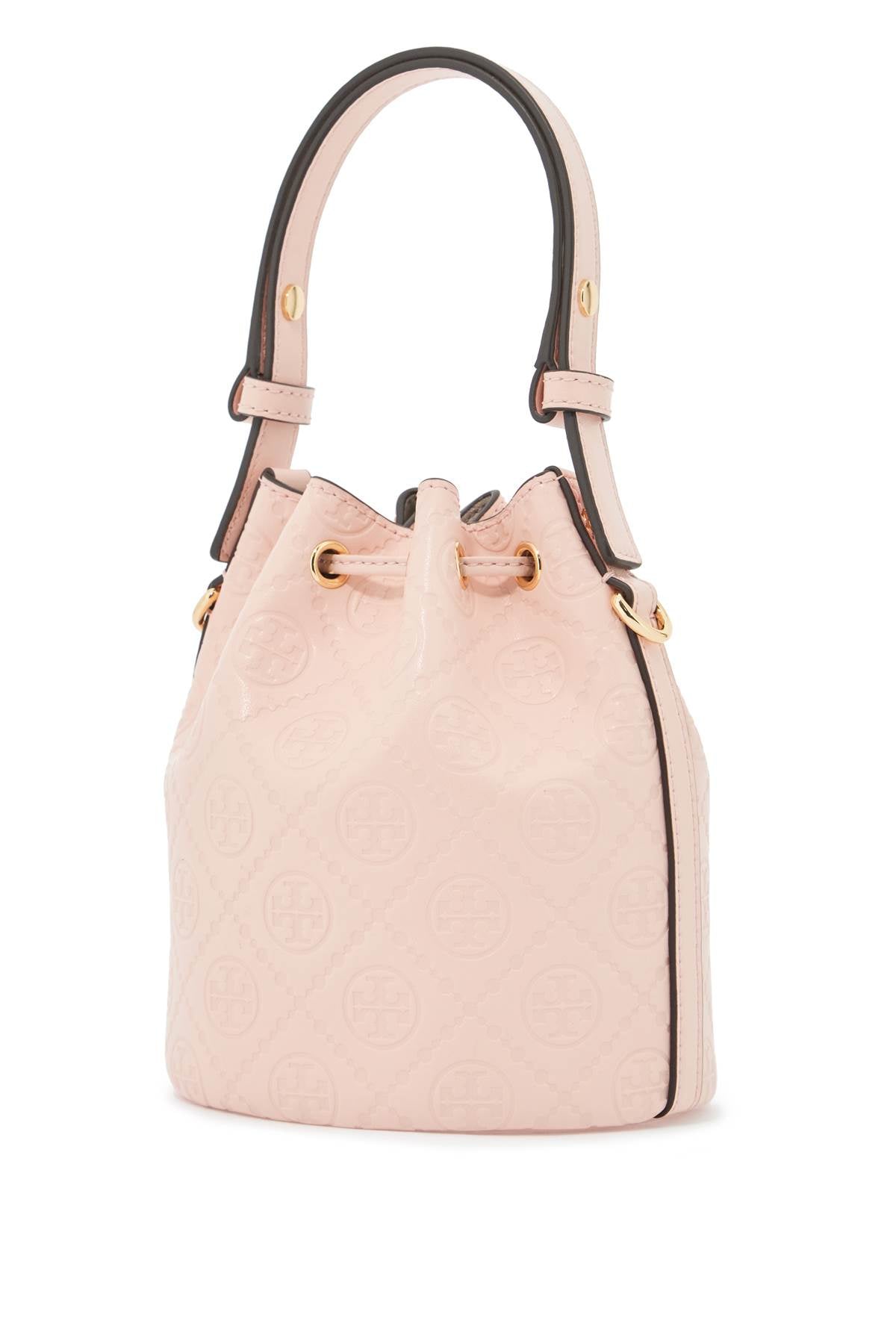 Mini T Monogram Leather Bucket Bag  - Rosa