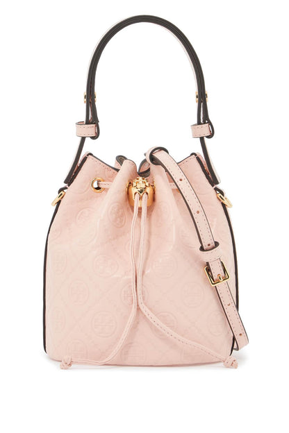 Mini T Monogram Leather Bucket Bag  - Rosa