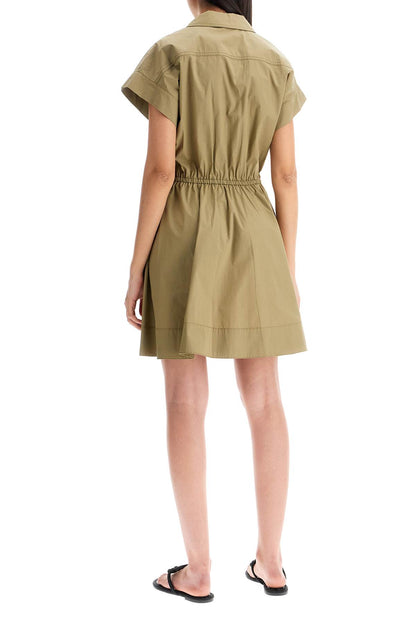 Mini Poplin Chemisier Dress  - Green