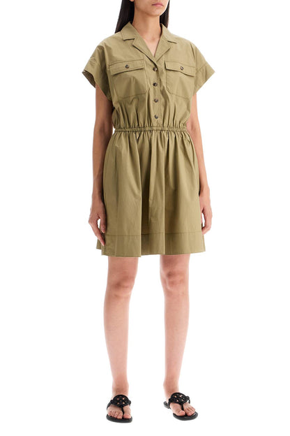 Mini Poplin Chemisier Dress  - Green