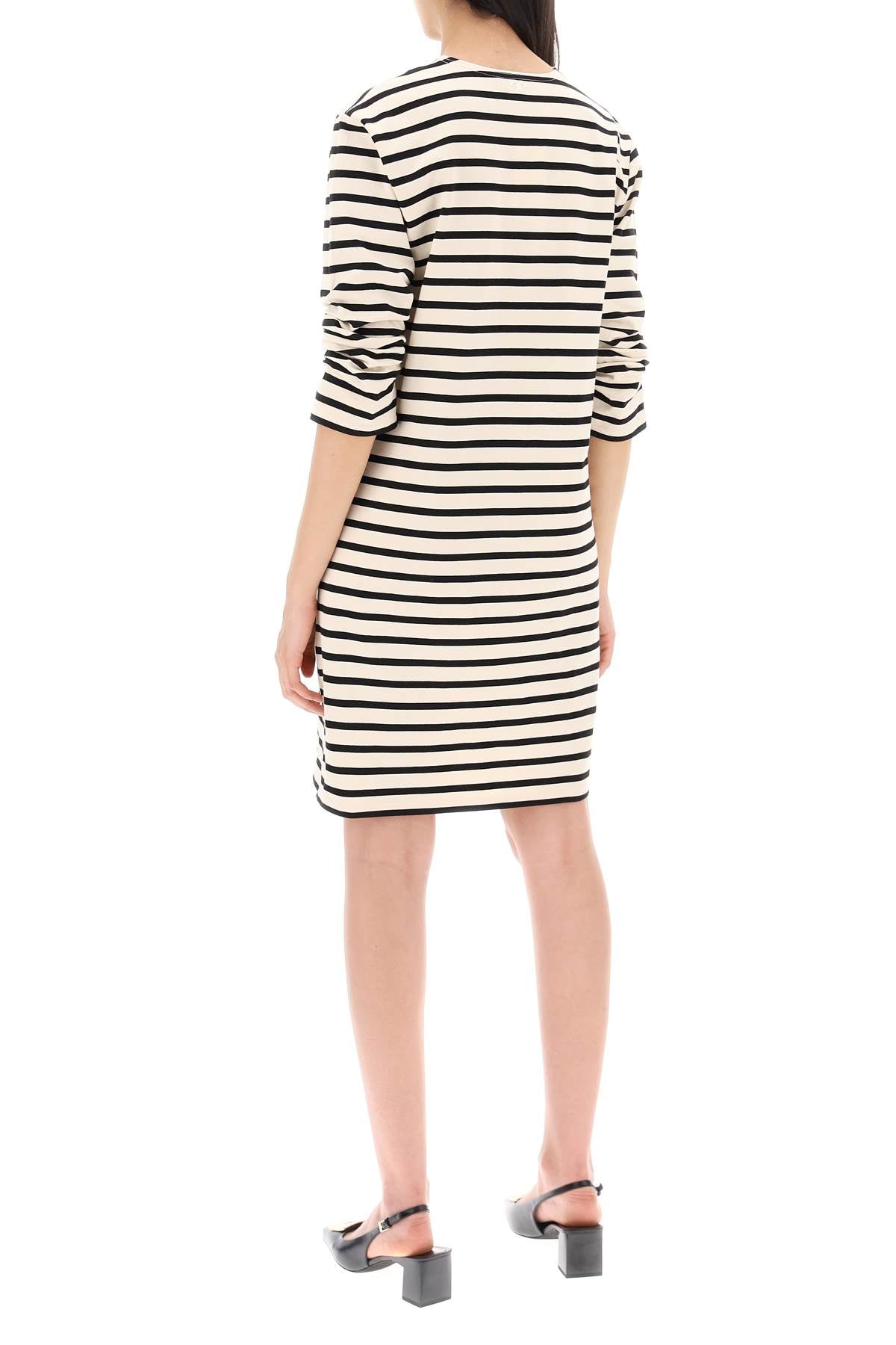 "striped Cotton Dress With Eight  - White