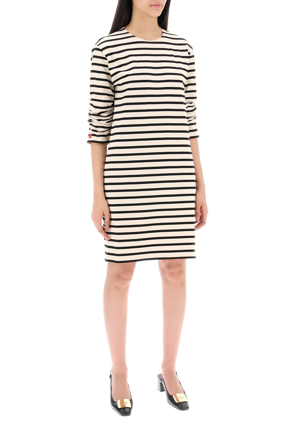 "striped Cotton Dress With Eight  - White