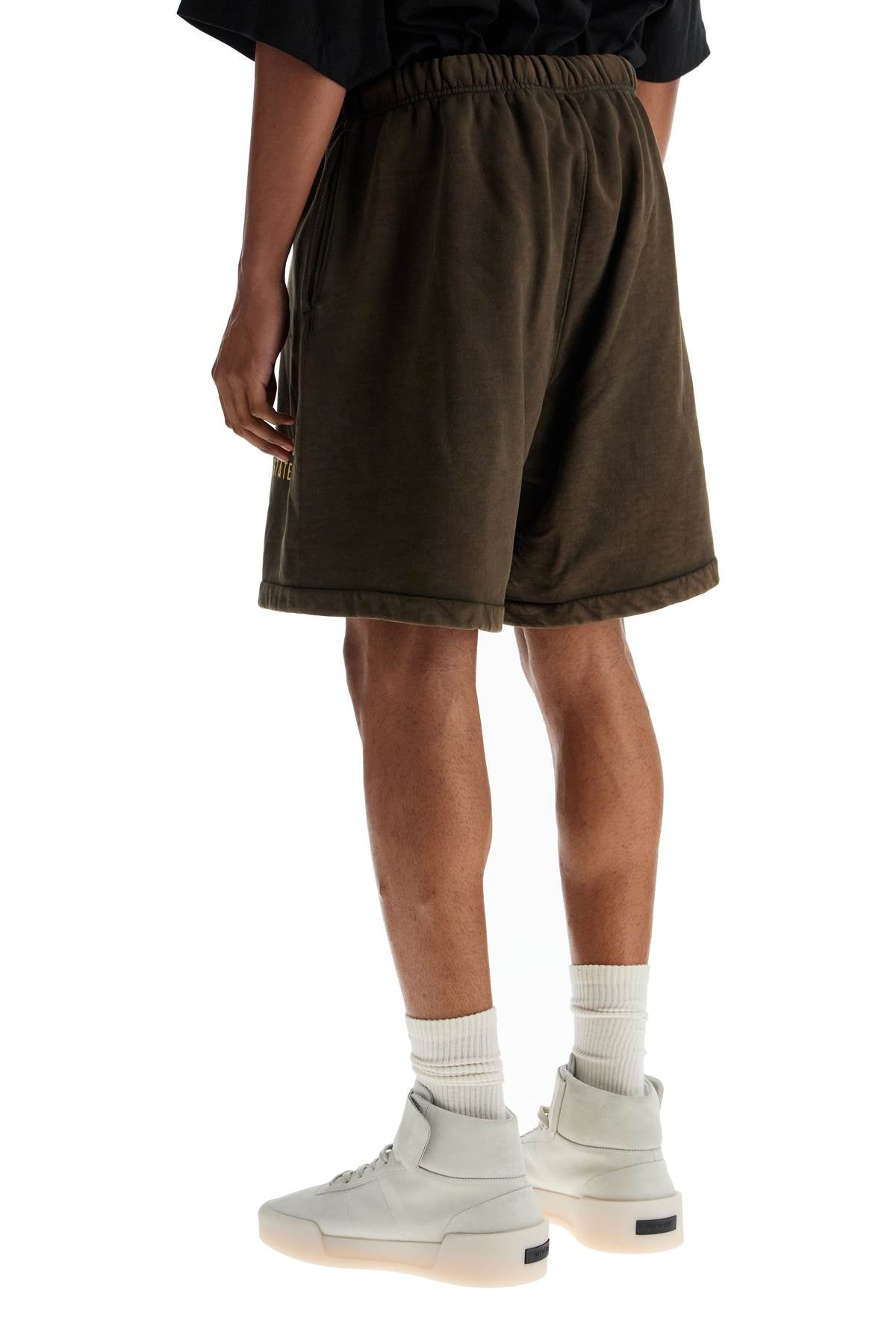 Dark Brown Cotton Sweat Shorts  - Brown