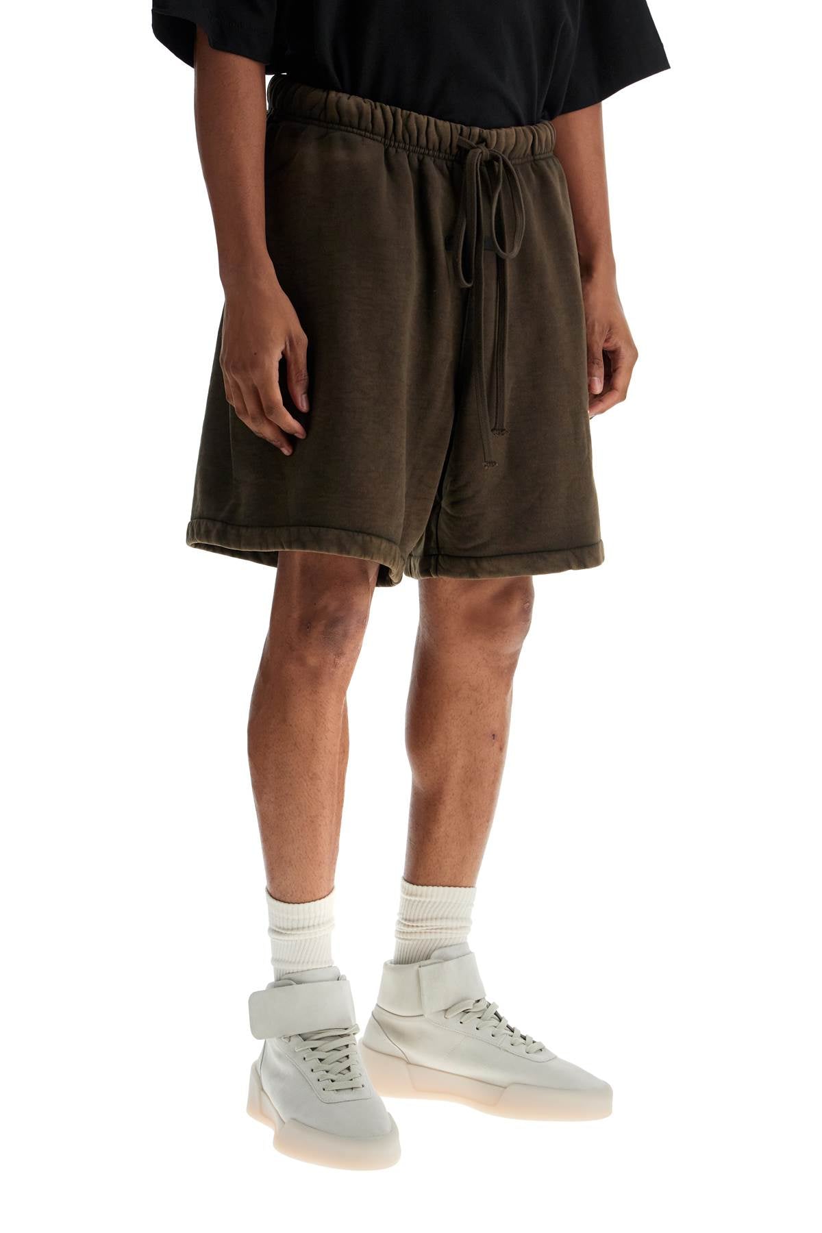 Dark Brown Cotton Sweat Shorts  - Brown