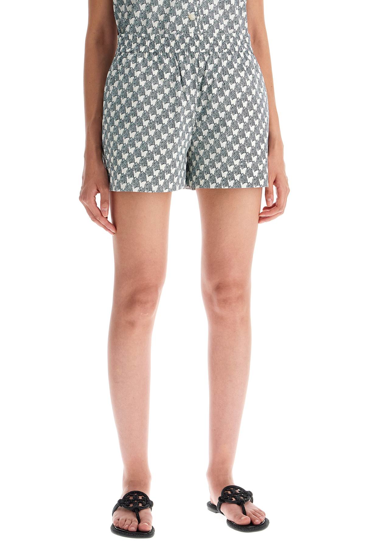 Printed Poplin Shorts For  - Blue