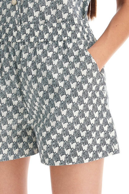 Printed Poplin Shorts For  - Blue