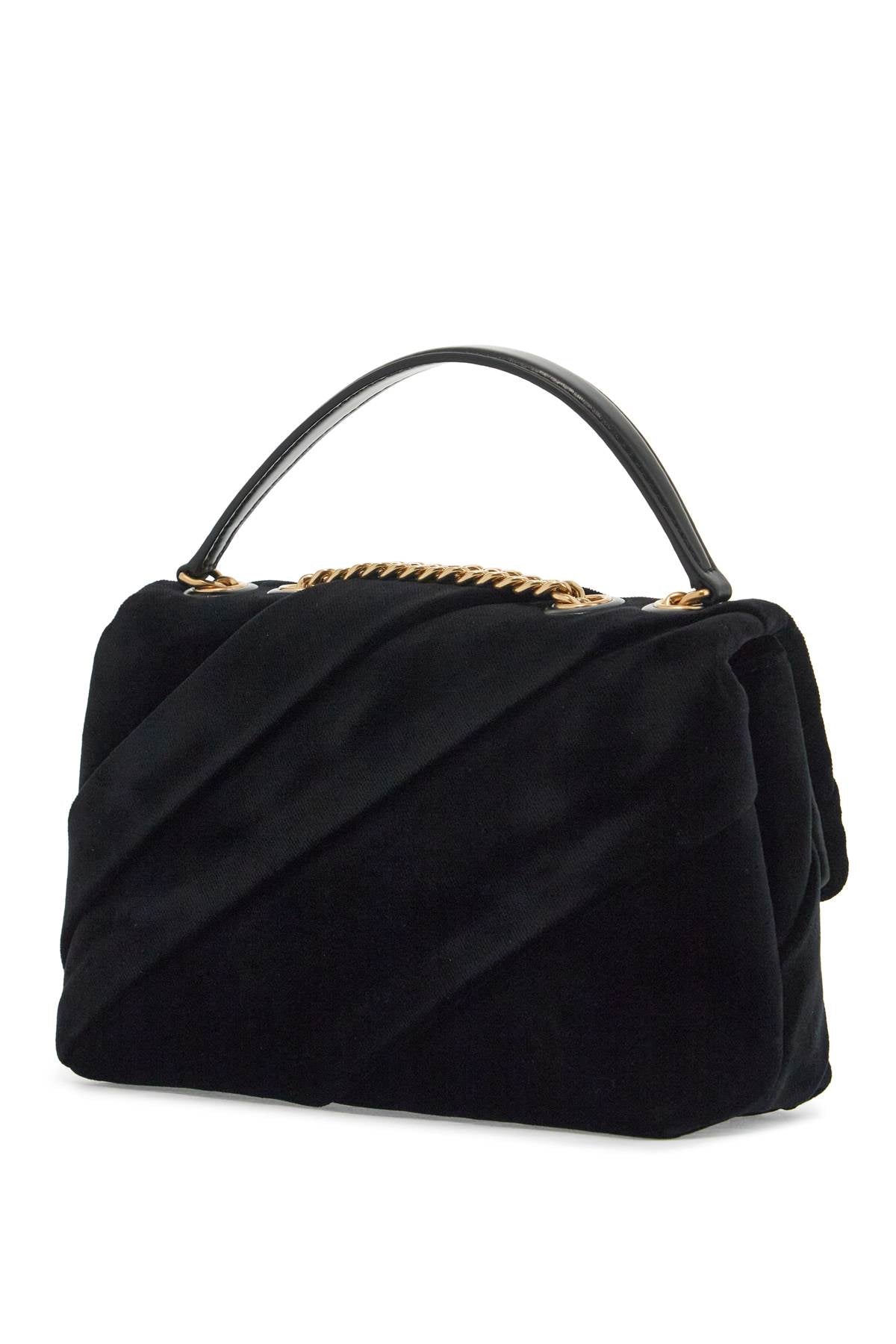 Small Kira Velvet Shoulder Bag.  - Black