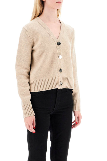 Short Wool Cardigan For Women  - Beige