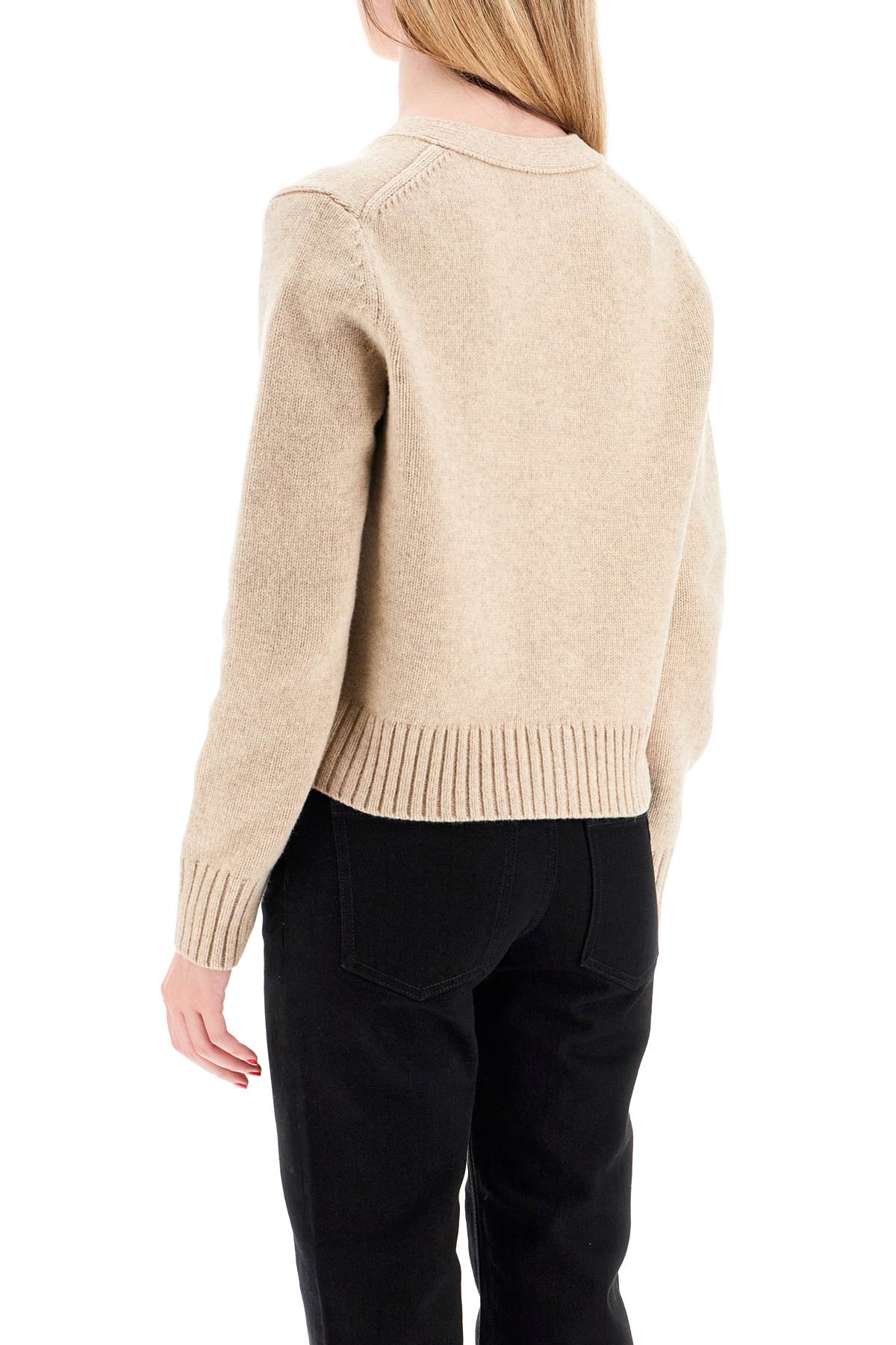 Short Wool Cardigan For Women  - Beige