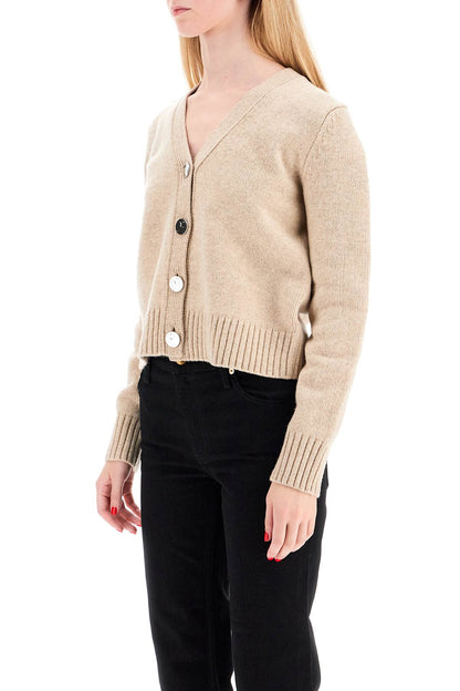 Short Wool Cardigan For Women  - Beige